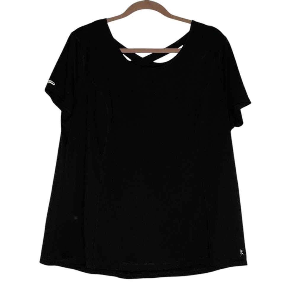 Danskin Now Plus Size black athleisure athletic short sleeve top 18W-20W (2X)